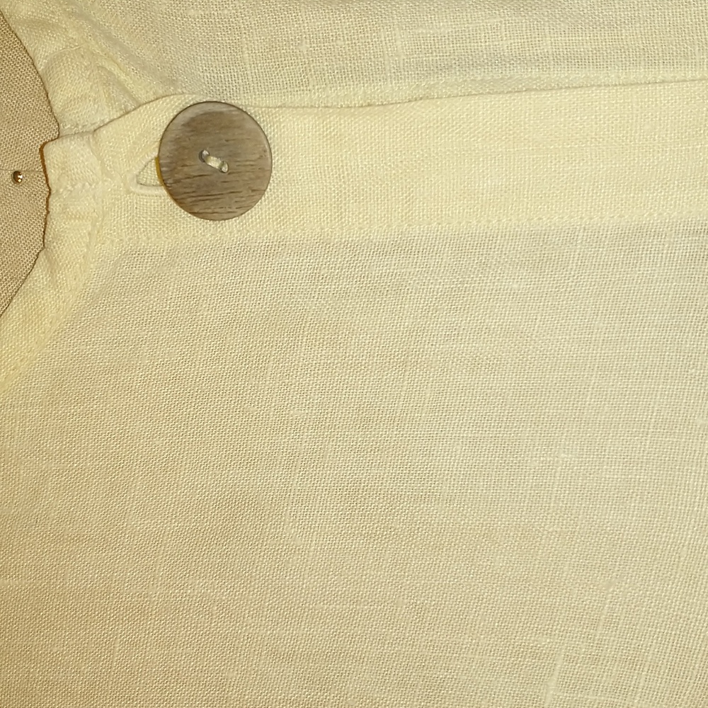 Pale Yellow 100% Linen Maxi Shift Pastel Summer Natural SeeMeasurements USA made - Picture 2 of 8